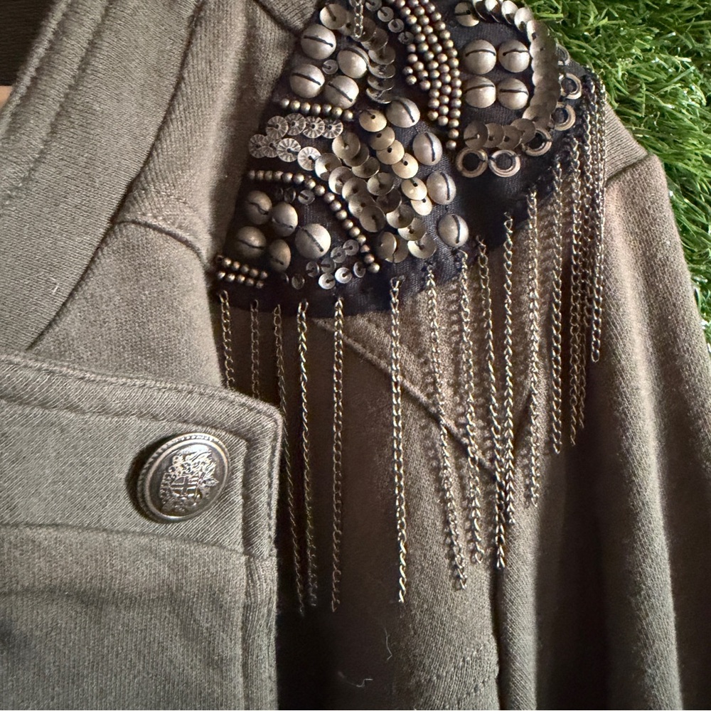 Torrid 3 Embellished Shoulder Knit Peplum Military Style Jacket Plus Curvy 3X - Picture 9 of 9